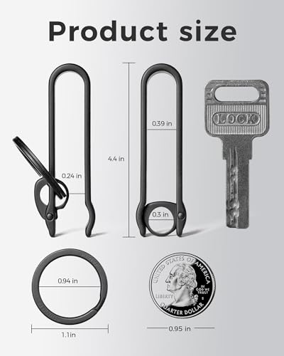 FEGVE Titanium Key Belt Clip Keychain Clip for Men, Belt Loop Key Ring Chain Holder Key Hook for Pants Purse-(black/1pcs) - Image 2