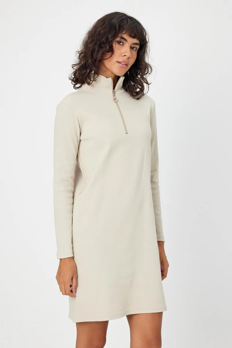 Alexander Gardi Alexandergardi Stand Collar Zippered Tunic Dress (B22-21501)