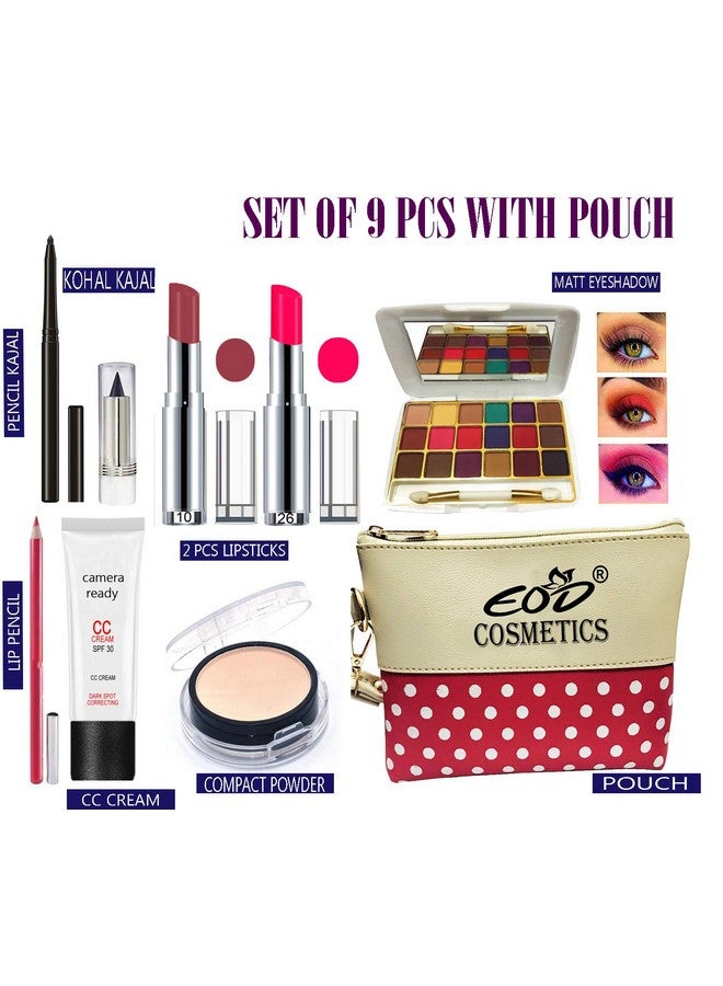 Eod Make Up Combo For Women/Ladies New Cosmetics Kit with Pouch (Set of 9 Pcs) A55 - Image 1