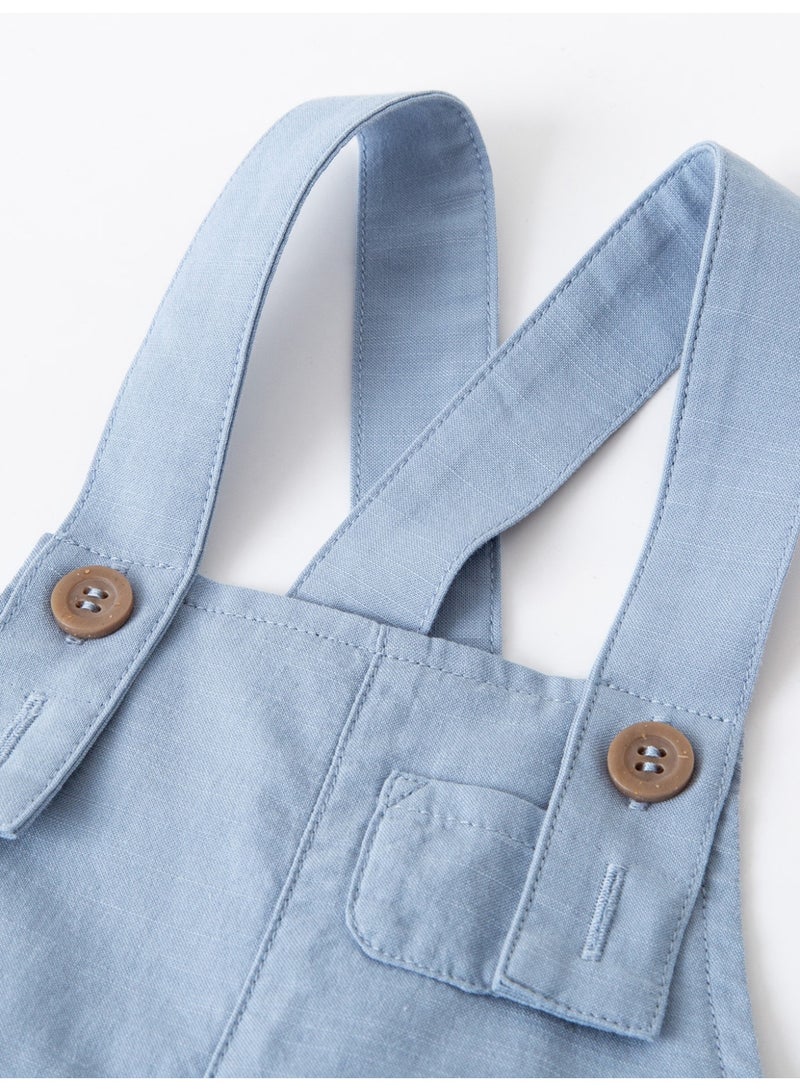 mini bala Boys Toddler Casual Adjustable Strap Button - Detailed Pocketed Overalls Soft Breathable Lightweight Comfortable Summer New Style Cute Daily Wear Children's Fashion Overalls - Image 5