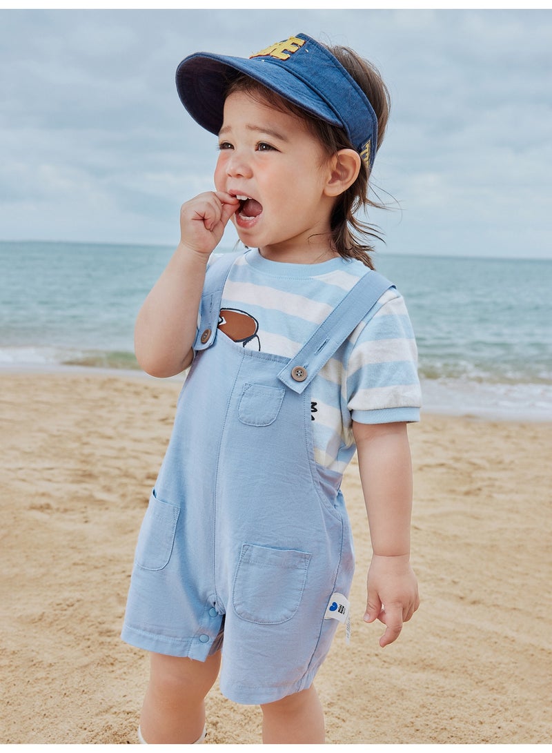 mini bala Boys Toddler Casual Adjustable Strap Button - Detailed Pocketed Overalls Soft Breathable Lightweight Comfortable Summer New Style Cute Daily Wear Children's Fashion Overalls - Image 1