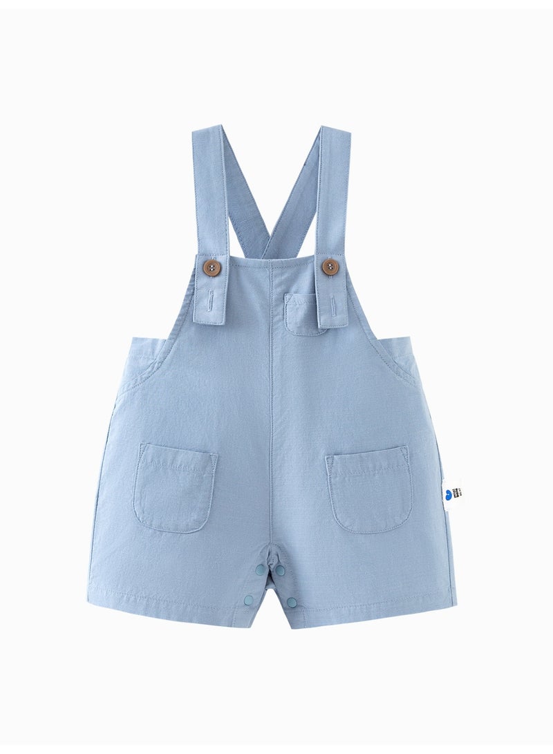 mini bala Boys Toddler Casual Adjustable Strap Button - Detailed Pocketed Overalls Soft Breathable Lightweight Comfortable Summer New Style Cute Daily Wear Children's Fashion Overalls - Image 3