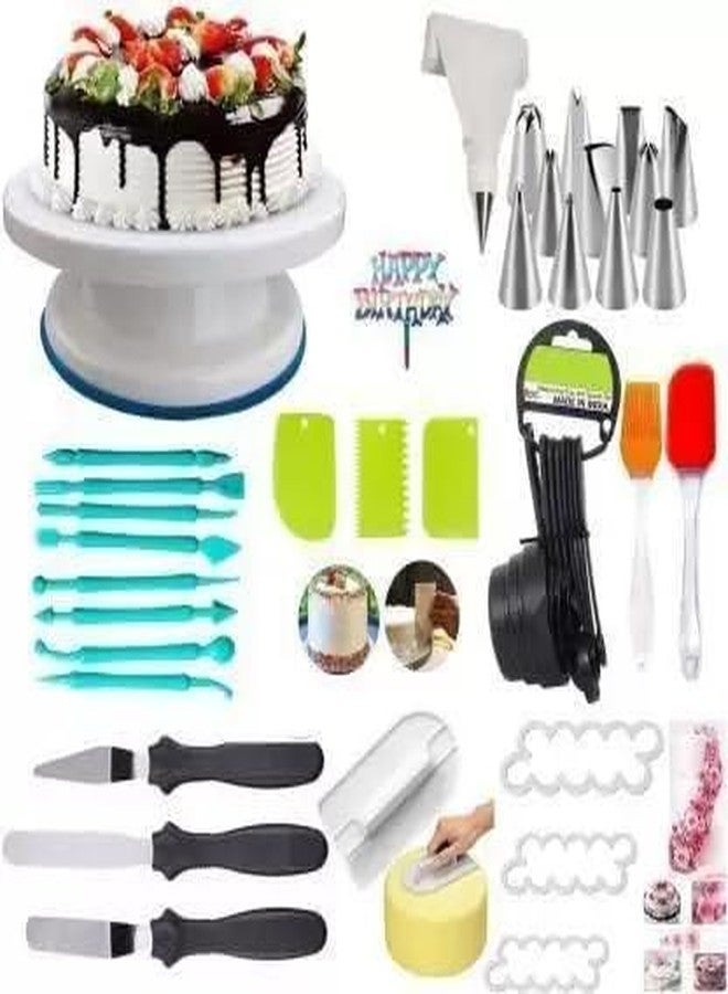 Greenstone Cake Table, Nozzle, Scrapper, Measuring Cup,Smother,Knife,Fondant,Brush Spatula Kitchen Tool Set (Multicolor, Baking Tools, Spatula, Brush, Whisk) - Image 1