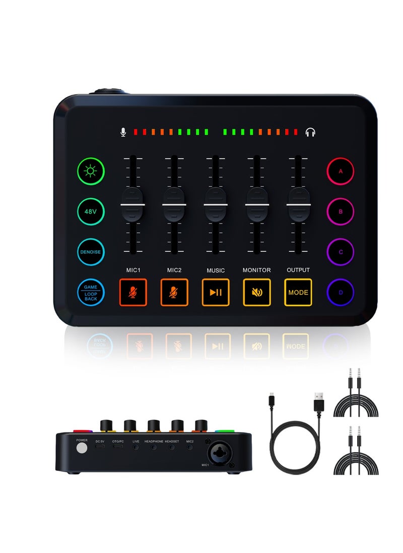 Viden - F9 Live Sound Card Professional Live Mixer DIY Button Bluetooth Phantom Power DJ Mixer Suitable for Live Broadcast PC Recording - Image 1