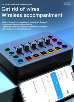 Viden F9 Live Sound Card Professional Live Mixer DIY Button Bluetooth Phantom Power DJ Mixer Suitable for Live Broadcast PC Recording  - Image 4