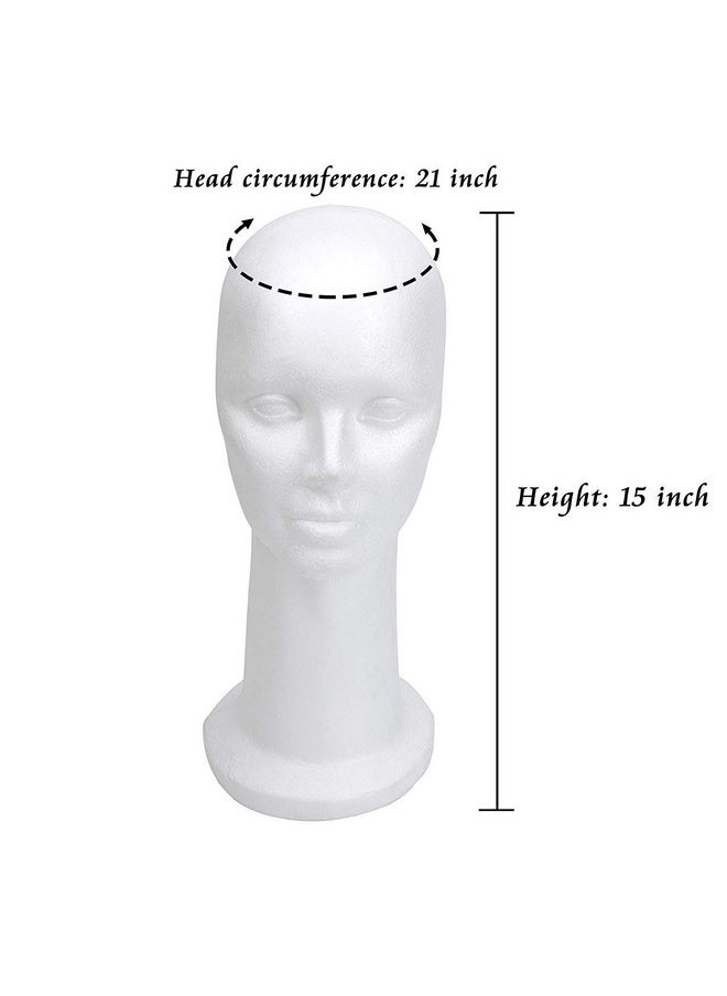 BHD BEAUTY BHD BEAUTY 15" Styrofoam Foam Mannequin Manikin Display Head Wig Hat Stand White Foams Sale  - Image 3