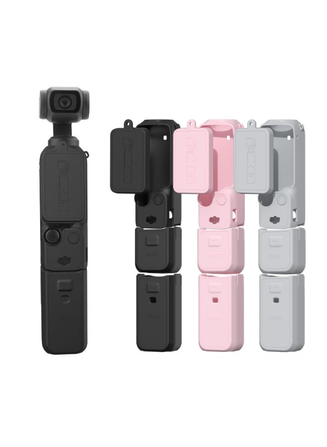 غطاء سيليكون لجهاز Pocket 3، حافظة واقية مع واقي عدسة وغطاء مقاوم للخدش، متوافق مع ملحقات DJI OSMO Pocket 3 Creator Combo (أسود) - Image 1