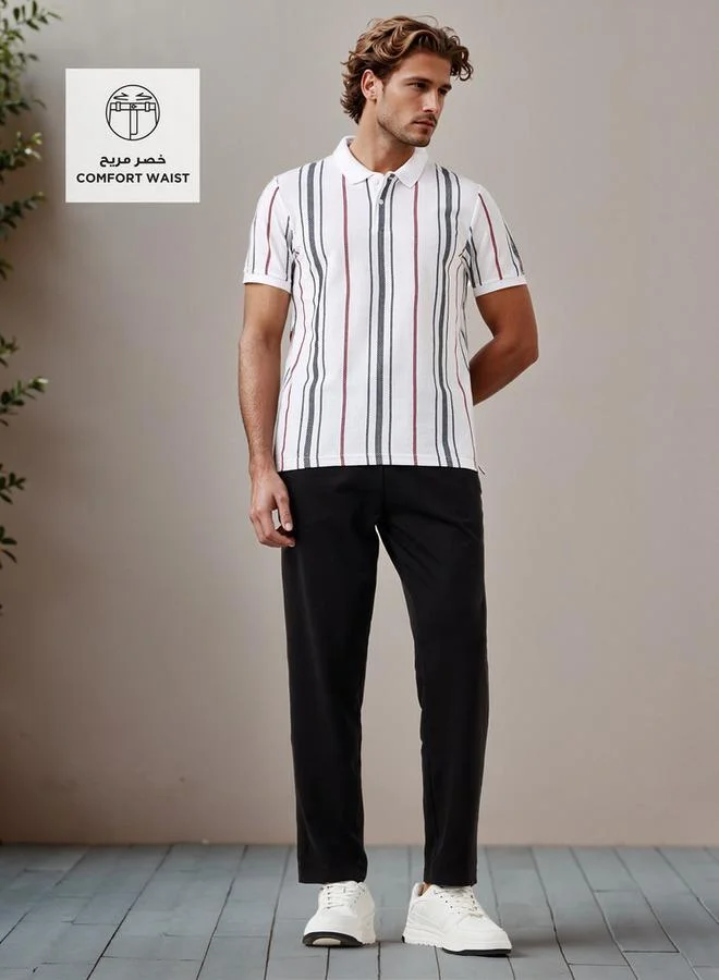 سبلاش فيڤ بنطلون بقصة مستقيمة مع رباط للإغلاق وجيب وخصر مرن مريح