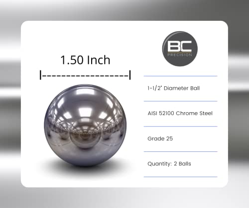 BC Precision - Two 1-1/2" Inch Chrome Steel Bearing Balls G25 - Image 2