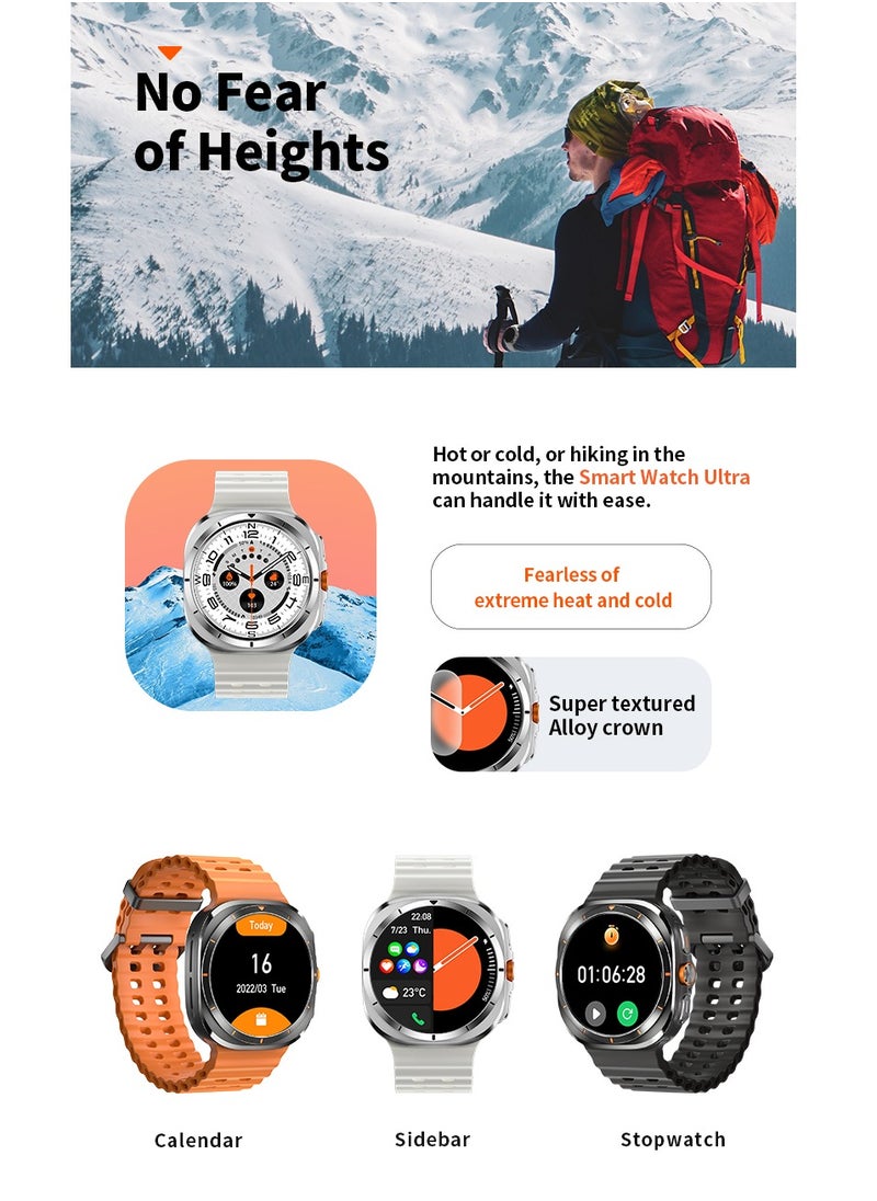 Generic - For Samsung Galaxy Watch 7 Ultra GPS NFC Compass Smart Watch, Outdoor Sport Man AMOLED 466*466 Galaxy Watch 6 Upgraded Smartwatch(White) - Image 1