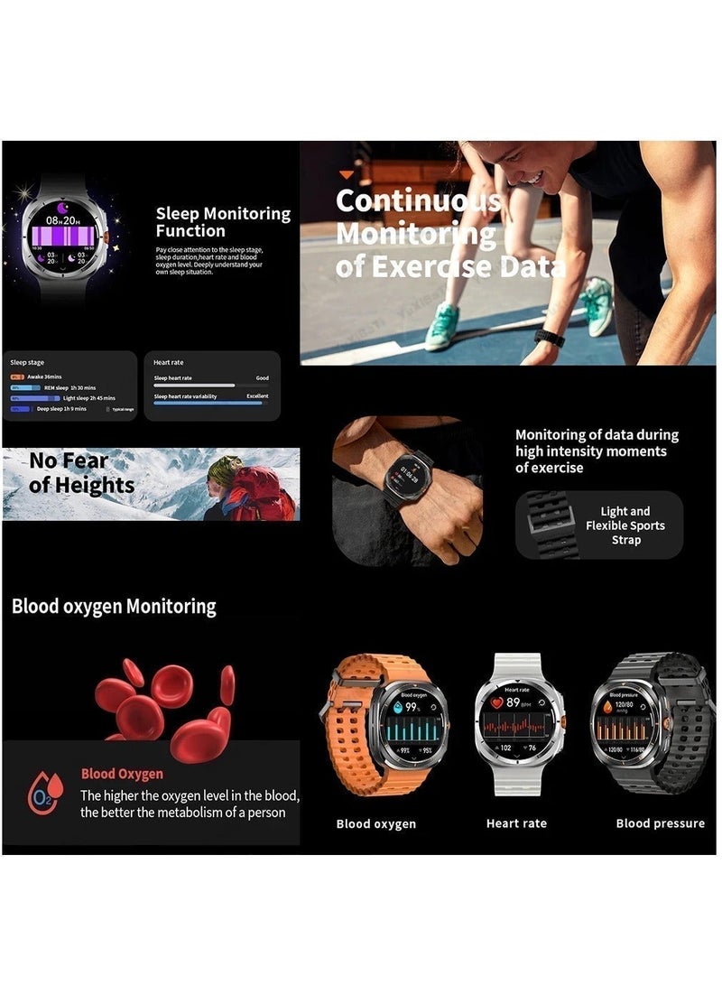 Smartwatch for Men and Women, 1.45" Screen with Heart Rate Monitor, Oximeter (SpO₂), Pedometer, Sleep Monitor, IP68 Waterproof Smart Watch for Android and iOS (White) - Image 2