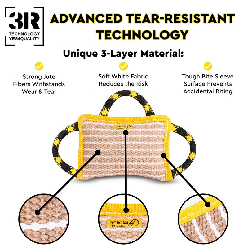 YES4QUALITY Durable Dog Bite Pillow - 10"x7" - Safe Biting Pad with 3 Strong Handles - Tough Jute Tug Toy for Medium to Large Dogs - Ideal for Tug of War, K9, Schutzhund & Puppy Training - Image 2