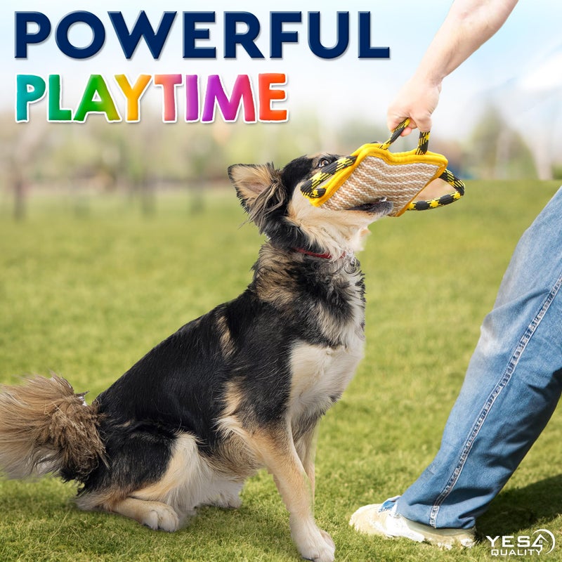 YES4QUALITY Durable Dog Bite Pillow - 10"x7" - Safe Biting Pad with 3 Strong Handles - Tough Jute Tug Toy for Medium to Large Dogs - Ideal for Tug of War, K9, Schutzhund & Puppy Training - Image 5