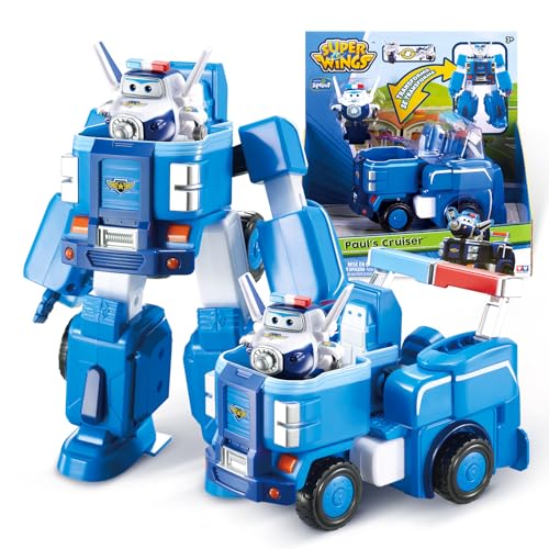 Super Wings Transformable Toys 7 Paul Robot Suit and 2 Scale Transforming Paul Mini Action Figure2in1 Mode Vehicle and RobotFire Truck Toy Vehicle Playset for Kids 3Gifts for Boys and Girls - Image 1