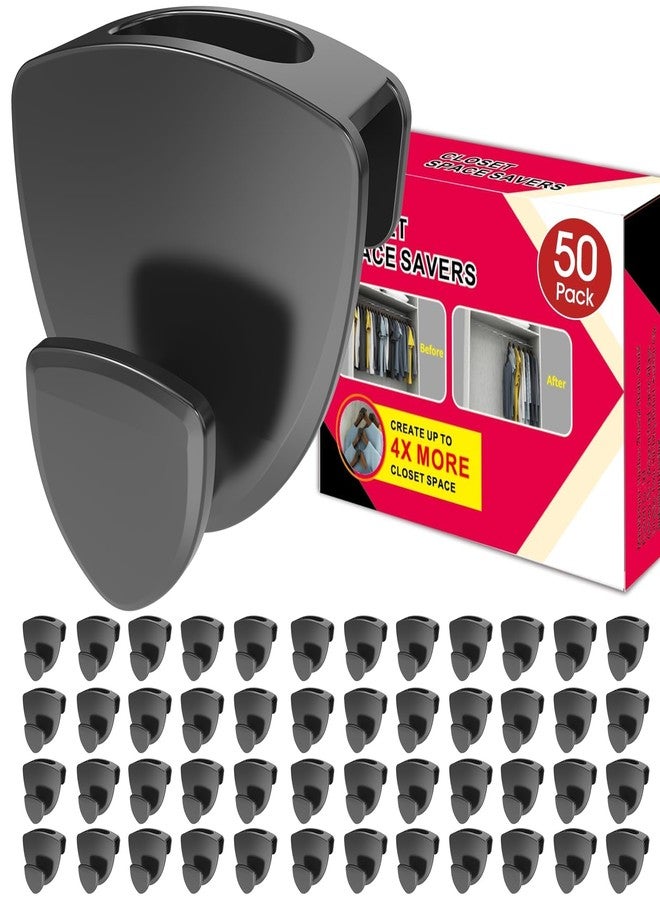 Latoxcaa Space Saving Hangers 50Pcs, Upgrade 40Lb(Max) Heavy Duty Hanger Hooks Space Saver Hangers, Ganchos para Colgar Ropa for Hanger Organizer, Black - Image 1