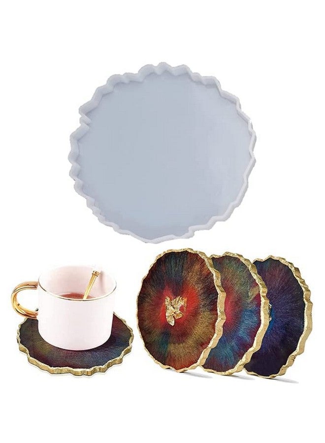 AmigozZ(Size 4.2inch/11cm) Resin Coaster Moulds,Silicone Moulds for Resin Casting,Silicone Agate Coaster Moulds for Making Resin Geode,Agate Slice Coasters,Cup Mats,Home Decoration-(1pc) - Image 1