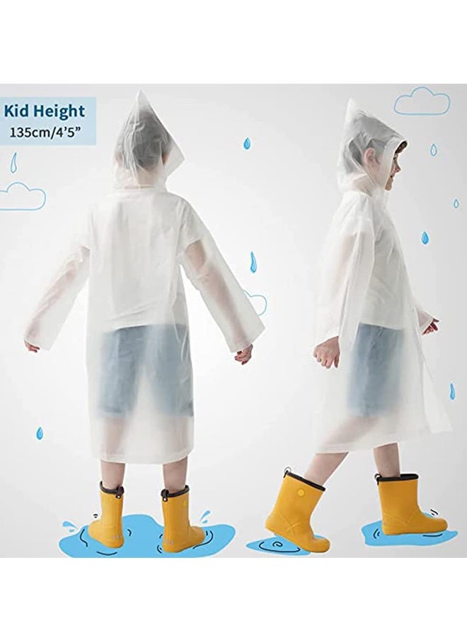 Peachjoy Kids Raincoat, 1Pcs Kids Waterproof Thick Rain Ponchos For Kids,Reusable Emergency Rain Coats For Boys Girls, Kids Snow Rainwear Jacket with Hood and Drawstring, Portable EVA Rain Jacket, White - Image 5