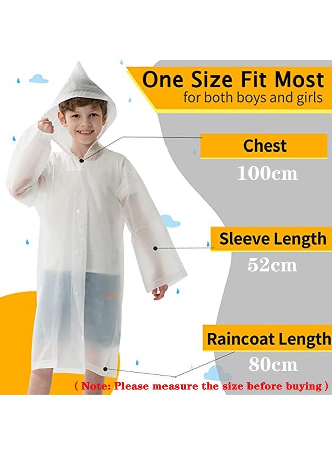 Peachjoy Kids Raincoat, 1Pcs Kids Waterproof Thick Rain Ponchos For Kids,Reusable Emergency Rain Coats For Boys Girls, Kids Snow Rainwear Jacket with Hood and Drawstring, Portable EVA Rain Jacket, White - Image 3