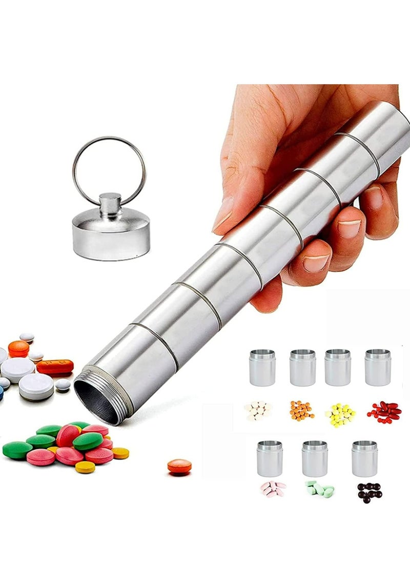 Generic Metal Moisture Resistant Weekly Pill Organizer, Applicable Aluminum Alloy Free Travel Hiking 7 Day Pill Case Waterproof & Large Storage Compartment for Pills, Vitamins,Silver  - Image 1