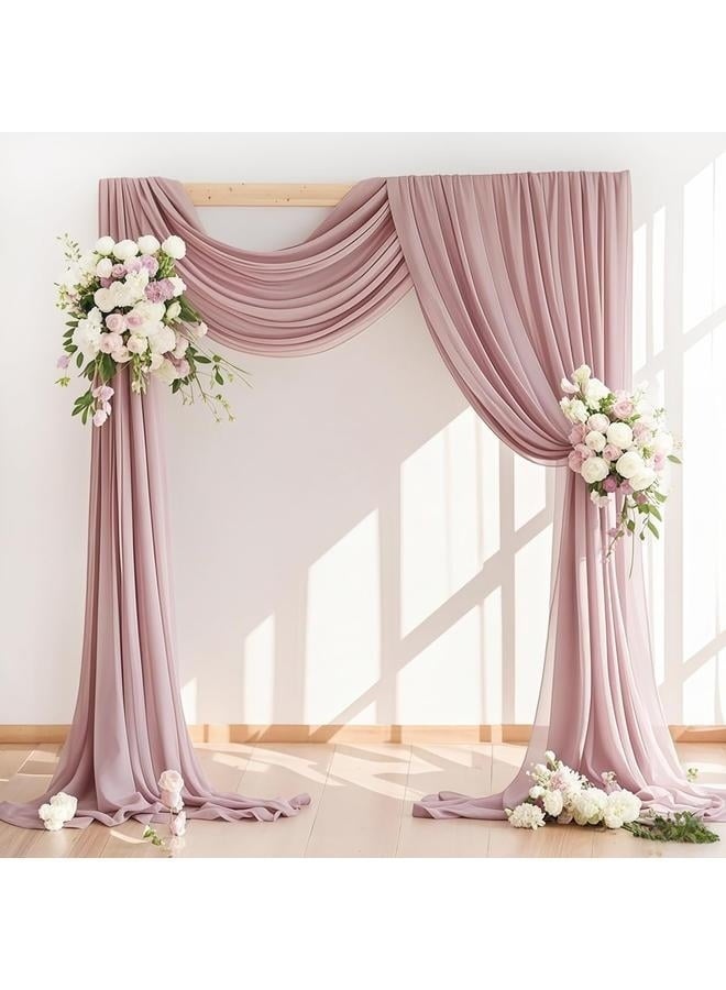 Wedding Arch Draping Fabric 1 Panels Dusty Rose Sheer Chiffon Arch Drapery for Bridal Shower Backdrop Outdoor Party Arches Church Ceremony Decoration  - Image 4