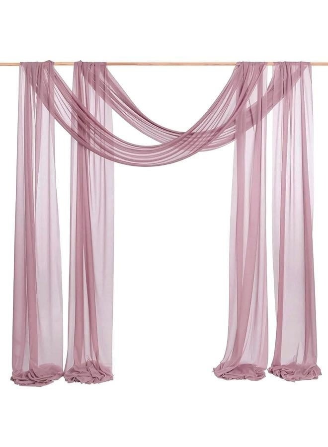 Wedding Arch Draping Fabric 1 Panels Dusty Rose Sheer Chiffon Arch Drapery for Bridal Shower Backdrop Outdoor Party Arches Church Ceremony Decoration  - Image 1