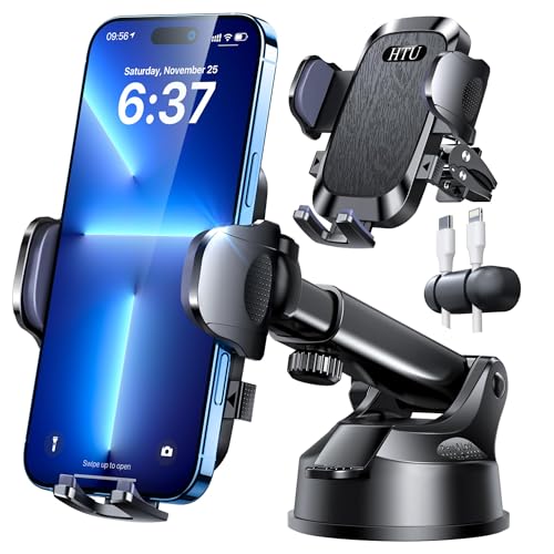 HTU 98LBS Strongest Suction MilitaryGrade Ultimate Car Phone MountPatent Safety Certs Cell Phone Holder Truck Stand for Dashboard Windshield Vent for iPhone 17 Pro Max 16 15 Samsung Black - Image 1