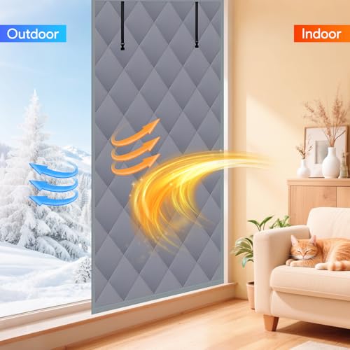 Taimimy 3 Layer 63 x 39 Inch Window Insulation for Winter, Oxford Thermal Insulated Window Cover with Thicken Cotton & Fastener, Grey Window Curtain Kit for Winterizing Keeping Home Warm - Image 5