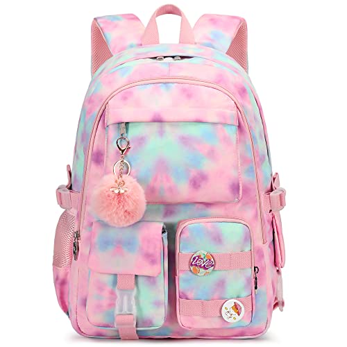 Hidds Laptop Backpacks 16 Inch School Bag College Backpack Anti Theft Travel Casual Daypack Bags Cute Bookbags Large Colorfull Carry on Back Pack for Teens Girls Women Students (Tie-Dye Pink) - Image 1