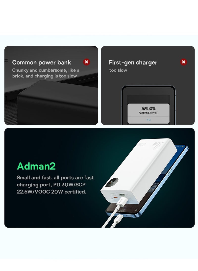 بيسوس بنك الطاقة، شاحن iPhone المحمول بقدرة 30 وات، USB C شحن سريع عالي السرعة 1 * USB-C PD ومخرجان USB متوافقان مع سلسلة iPhone 15/14/13/12، وSamsung S23، وiPad Pro، وAirPods إلخ - Image 5