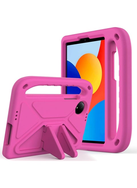 حافظة متوافقة مع جهاز Xiaomi Redmi Pad SE 4G مقاس 8.7 بوصة، [مناسب للأطفال] حافظة واقية خفيفة الوزن من مادة إي في إيه مقاومة للصدمات ومقبض مقاوم للسقوط لجهاز Redmi Pad SE مقاس 8.7 بوصة (أحمر وردي)