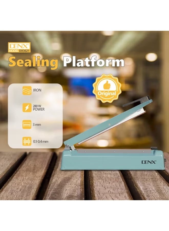 Denx Manual Bag Sealer with 8 Heat Settings for Fast and Secure Sealing – Ideal for Plastic Bags, Pouches, Food Packaging, Snacks, and Small Business Packaging, Model DX3621 - Image 3