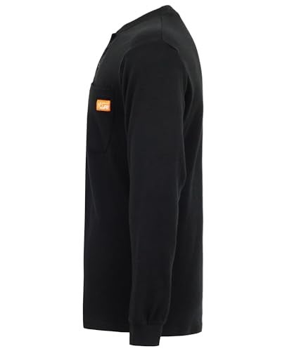 Titicaca FR Pocket Henley 7OZ 100% Cotton Flame Resistant Henley Style Black Long Sleeve T-Shirts - Image 3