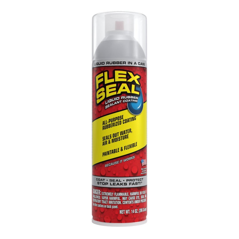 Flex Seal 14 oz Clear Stop Leaks Instantly Transparent Waterproof Rubber Spray On Sealant Coating Perfect for Gutters Wood RV Campers Roof Repair Skylights Windows and More