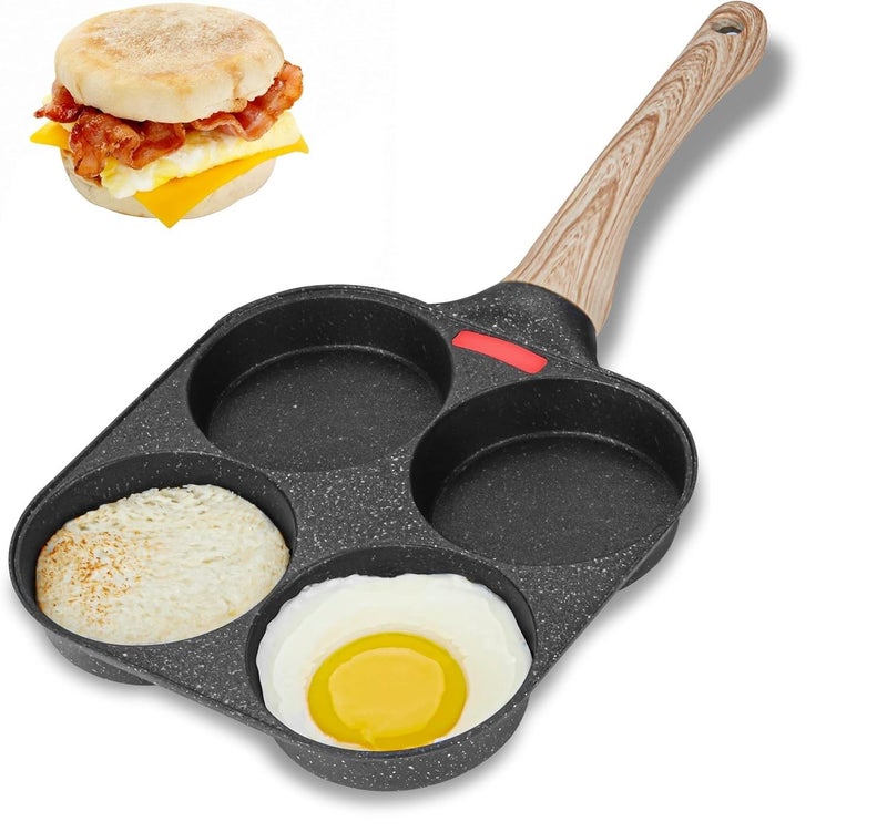 Zipron 4Cup Egg Pan Nonstick and Healthy Granite Egg Frying Pan Versatile Breakfast Skillet for Eggs Pancakes Plett Crepes Compatible with Gas Stove and Induction Cooktop - Image 1