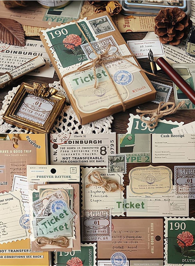 KASTWAVE ملصقات يوميات، ملصقات ألبوم قصاصات عتيقة، 120 قطعة ملصقات قديمة من ورق البرشمان، ورق قصاصات قديم رجعي لفن اليوميات، أعمال الحرف اليدوية، دفاتر الملاحظات، المخططات، مستلزمات قصاصات الألبوم - Image 2