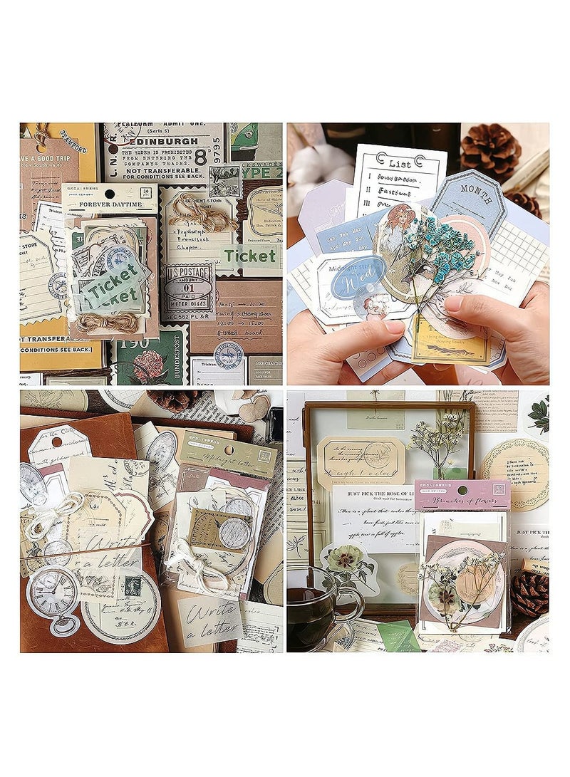 KASTWAVE ملصقات يوميات، ملصقات ألبوم قصاصات عتيقة، 120 قطعة ملصقات قديمة من ورق البرشمان، ورق قصاصات قديم رجعي لفن اليوميات، أعمال الحرف اليدوية، دفاتر الملاحظات، المخططات، مستلزمات قصاصات الألبوم - Image 1