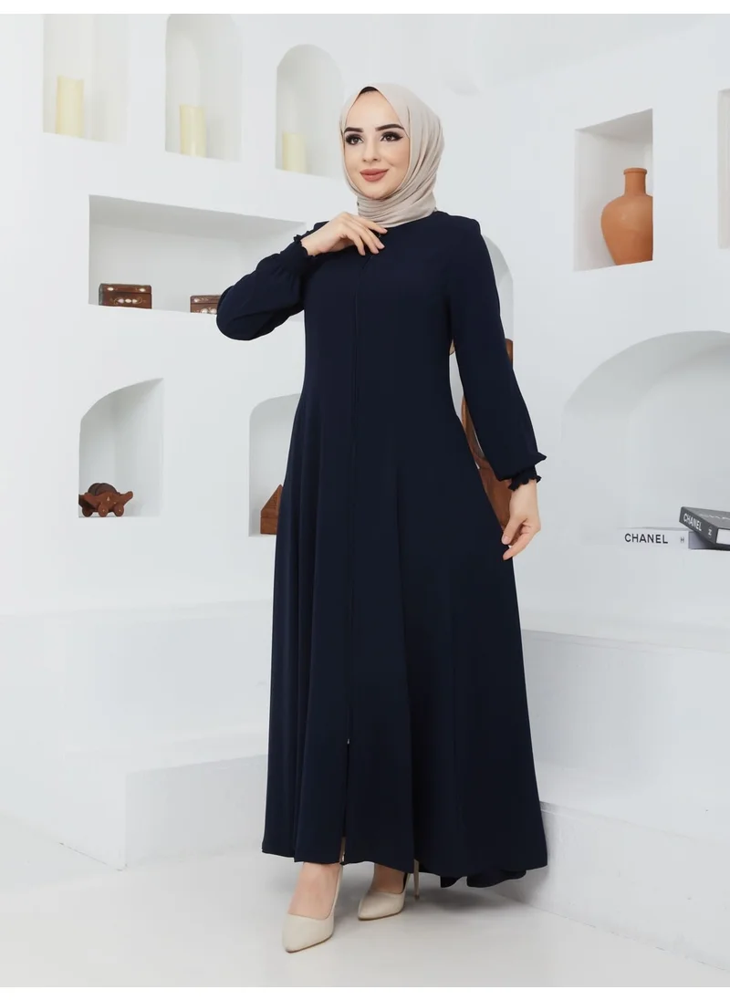 Kmk Kombin KMK Combined Summer Mevlana Model Waist-fitted Flared Fereca Topcoat with Elasticated Sleeves