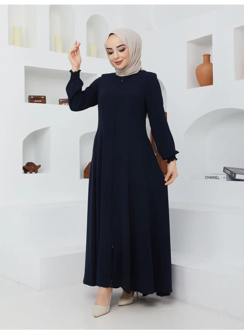 Kmk Kombin KMK Combined Summer Mevlana Model Waist-fitted Flared Fereca Topcoat with Elasticated Sleeves