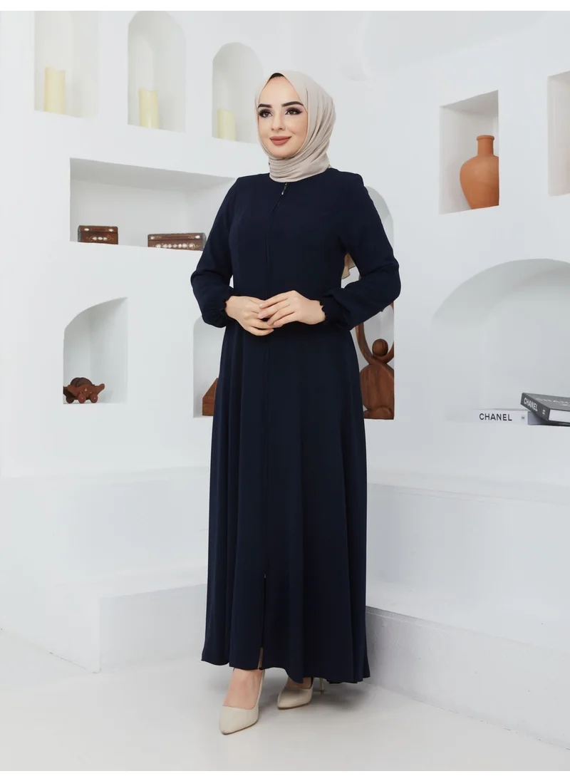 Kmk Kombin KMK Combined Summer Mevlana Model Waist-fitted Flared Fereca Topcoat with Elasticated Sleeves