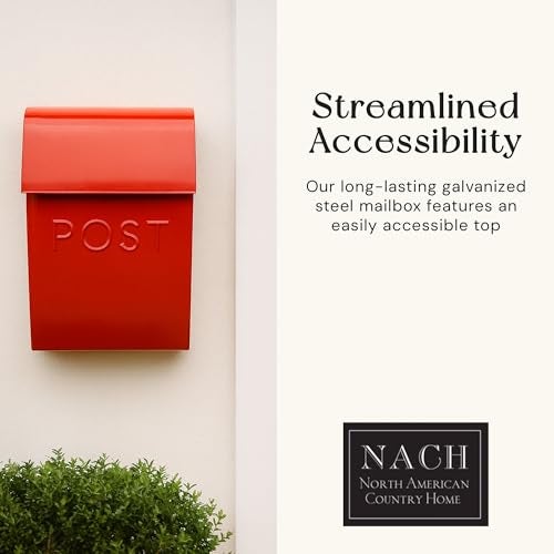 NACH Mailboxes for Outside Wall Mount, 15 x 10 x 4 inches, Red Wall Mounted Mailbox and Newspaper Holder, Waterproof Mailbox for Door - The Milano Mailbox - Image 3