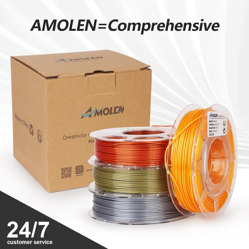 AMOLEN PLA 3D Printer Filament PLA Filament 1.75mm Silk Filament Bundle,Gold, Silver,Bronze, Red Copper,3D Printing Filament Bundle, 200gX 4 Spools - Image 5