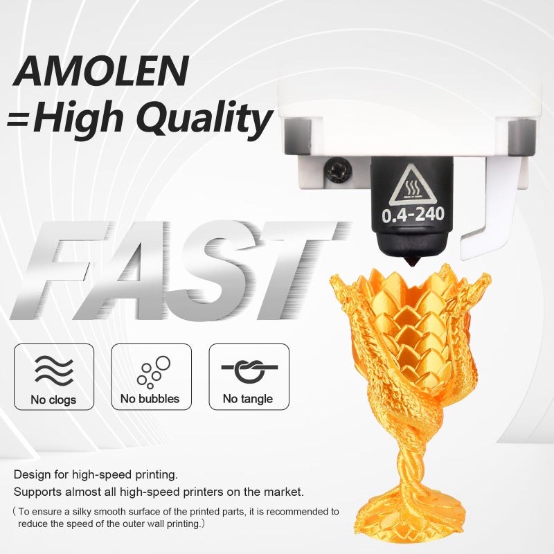 AMOLEN PLA 3D Printer Filament PLA Filament 1.75mm Silk Filament Bundle,Gold, Silver,Bronze, Red Copper,3D Printing Filament Bundle, 200gX 4 Spools - Image 4