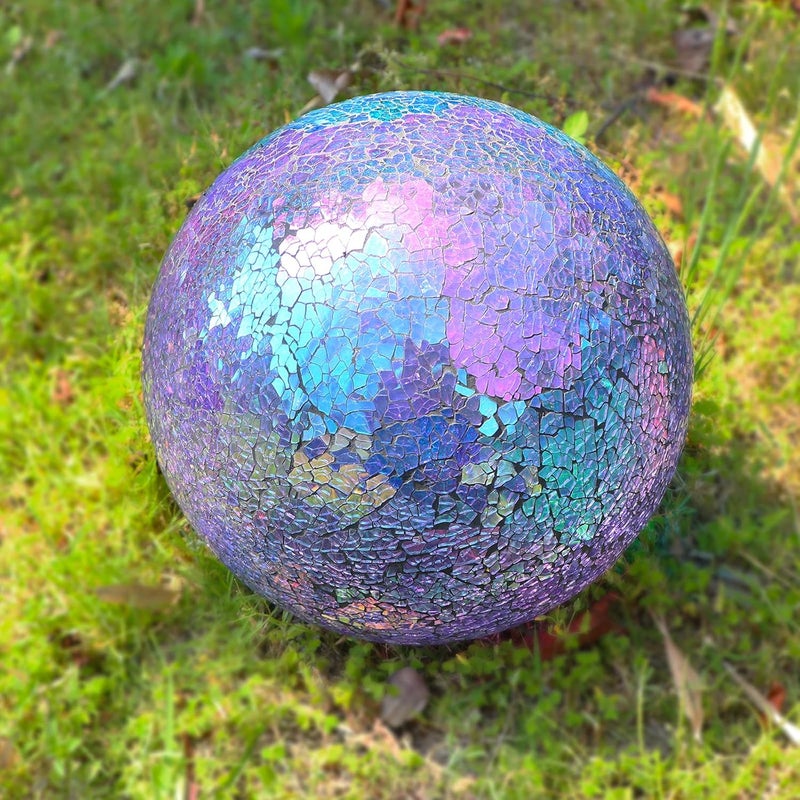 VCUTEKA Gazing Ball, Glass Mosaic Gazing Balls Sphere for Garden Lawn Outdoor Ornament Yard Decorative, 10-Inch, Purple - Image 5