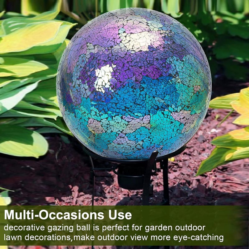 VCUTEKA Gazing Ball, Glass Mosaic Gazing Balls Sphere for Garden Lawn Outdoor Ornament Yard Decorative, 10-Inch, Purple - Image 3