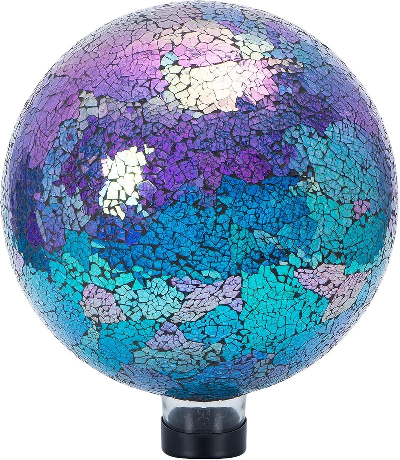 VCUTEKA Gazing Ball, Glass Mosaic Gazing Balls Sphere for Garden Lawn Outdoor Ornament Yard Decorative, 10-Inch, Purple - Image 1