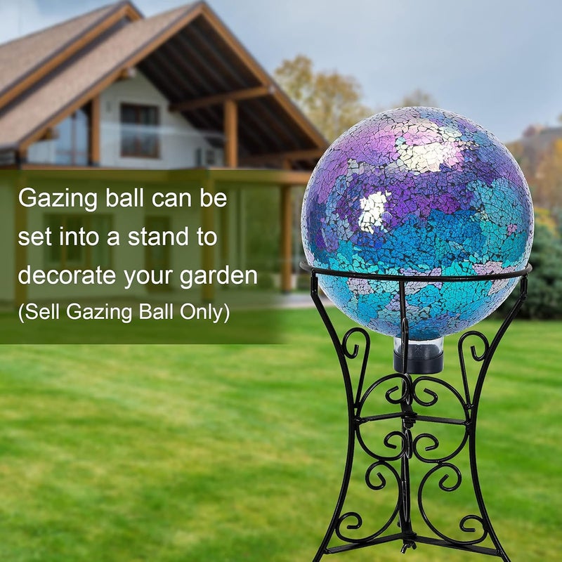 VCUTEKA Gazing Ball, Glass Mosaic Gazing Balls Sphere for Garden Lawn Outdoor Ornament Yard Decorative, 10-Inch, Purple - Image 4