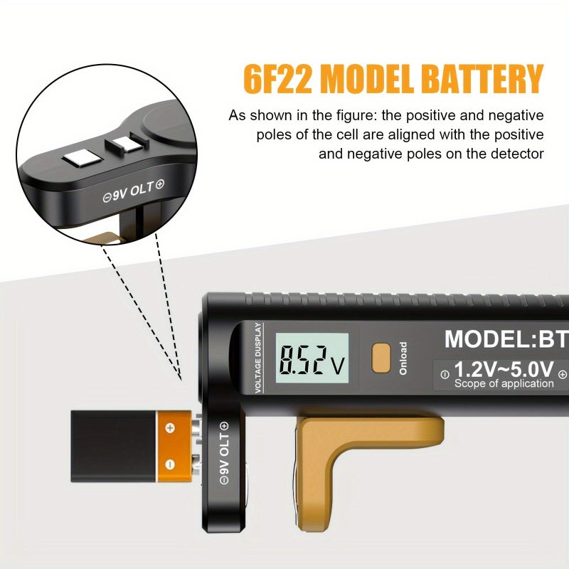 أداة تشخيص سعة البطارية الرقمية السوداء لبطاريات AA، AAA، 9V، 1.5V - Image 1