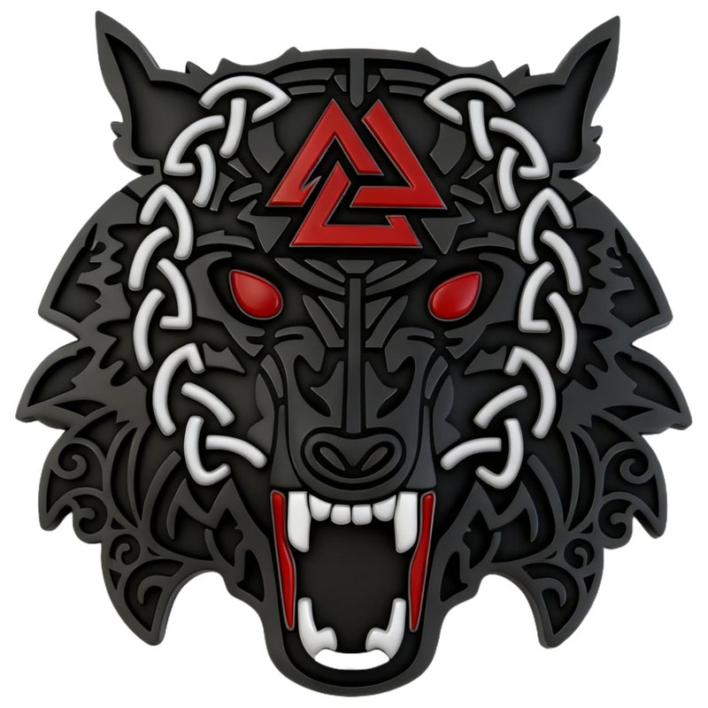 LWQLZY Viking Fenrir Wolf Car Emblem â€“ Metal 3D Badge with Yellow Glow-in-The-Dark Eyes & 3M Adhesive â€“ Norse Wolf Head Decal for Car, Truck, Motorcycle, or Home Decor (Matte Black) - Image 1