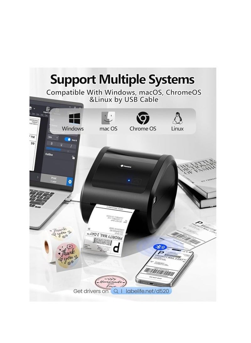 D520BT Bluetooth Thermal Label Printer, Shipping Label Printer Compatible with iPhone & Android & PC - Image 4