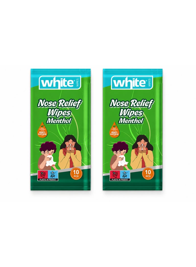 White Menthol Nasal Tissues – Natural Freshness and Instant Relief (10 pieces) x 2 packs of 20 tissues each - Image 1